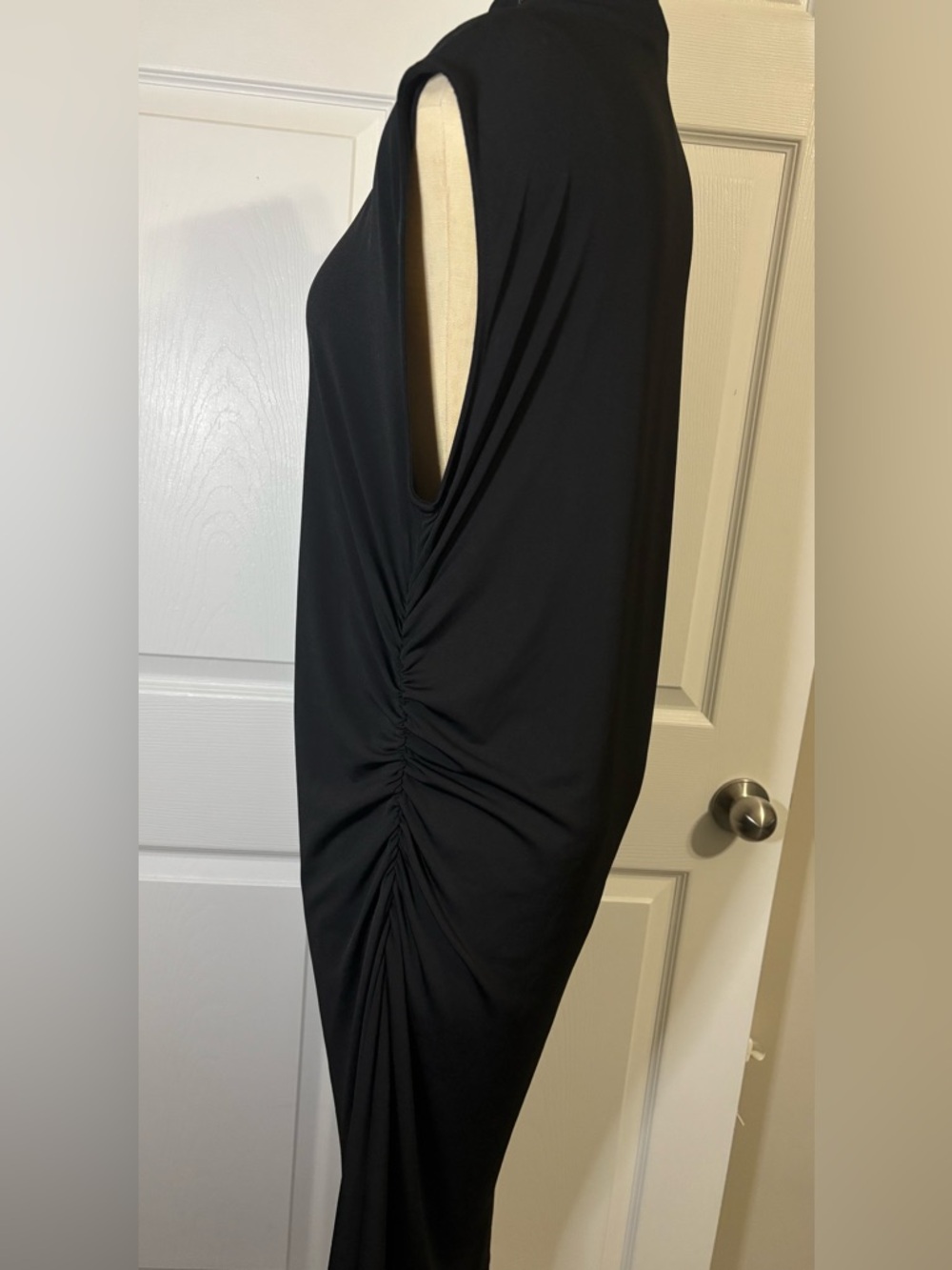 H&M XL Black Sleeveless Ruched Maxi Dress